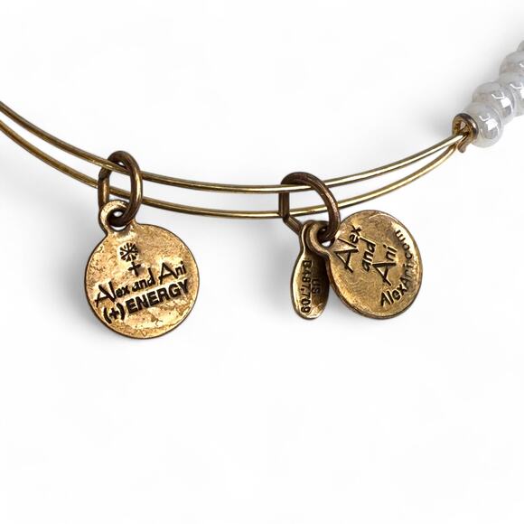 Alex and Ani Beaded Bangle Bracelet Pearly White Seed Beads - Picture 2 of 4